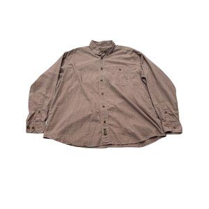 Woolrich Button Down Mens XL Red/Green Brick Mini Check 6003 Long Sleeve